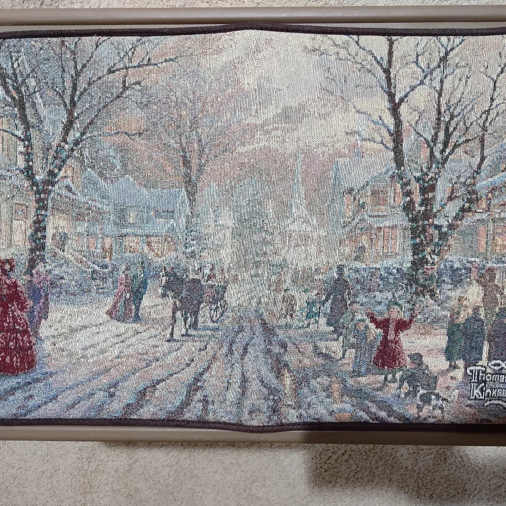 NEW Thomas Kinkade Padded Floor Mat Winter Town Scene 17.5 x 25